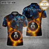 Maxcorners Billiards Shirt 8 Ball Lava Cracked Fire Multioptions Personalized Name, Team Name Unisex 3D Shirt (4 Colors)