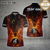 Maxcorners Billiard Shirt Wolf Fire Inferno 8 Ball Multioptions Personalized Name, Team Name Unisex 3D Shirt (4 Colors)