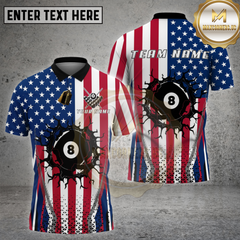 Maxcorners Billiards Shirt USA Cracked 8 Ball Impact Multi Options Personalized Name, Team Name 3D Shirt