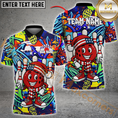 Maxcorners Bowling Graffiti Style Patriotic Personalized Name 3D Unisex Shirt