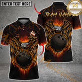 Maxcorners Bowling Fire Eagle Fury Multicolor Options Personalized Name, Team Name 3D Shirt (4 Colors)