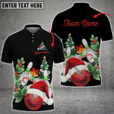 Maxcorners Christmas Bowling Jersey Multicolor Option Customized Name, Team Name 3D Shirt For Women