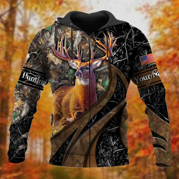 Maxcorners Personalized Name The Premium Deer Hunting 3D Hoodie & Zip Hoodie
