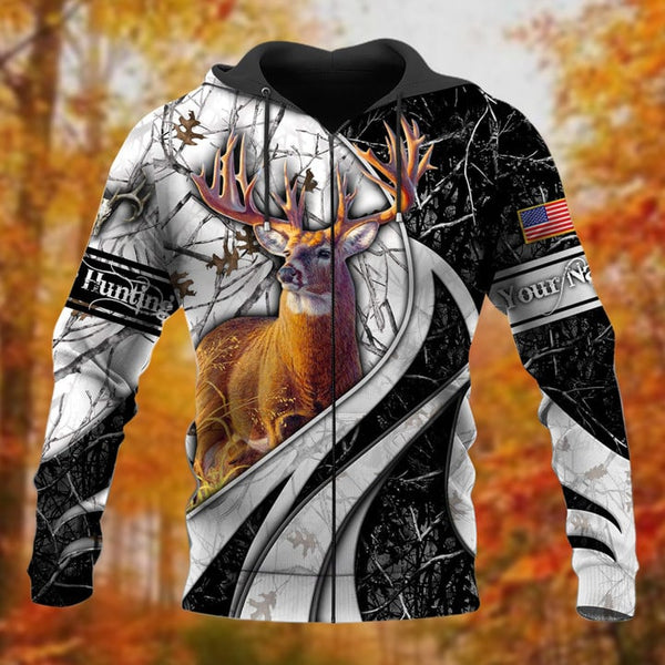 Maxcorners Personalized Name The Premium Deer Hunting 3D Hoodie & Zip Hoodie