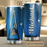 Maxcorners Billiard Table Blue Personalized Name Tumbler