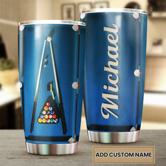 Maxcorners Billiard Table Blue Personalized Name Tumbler
