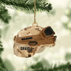 Maxcorners Military Helmet Personalized Cut Ornament Gift For Veteran, Christmas Ornament for Dad Veteran's Day