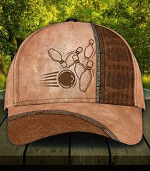 Maxcorners Bowling Pins Brown Classic 3D Cap