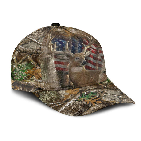 Maxcorners Deer Hunting America Flag Classic Cap