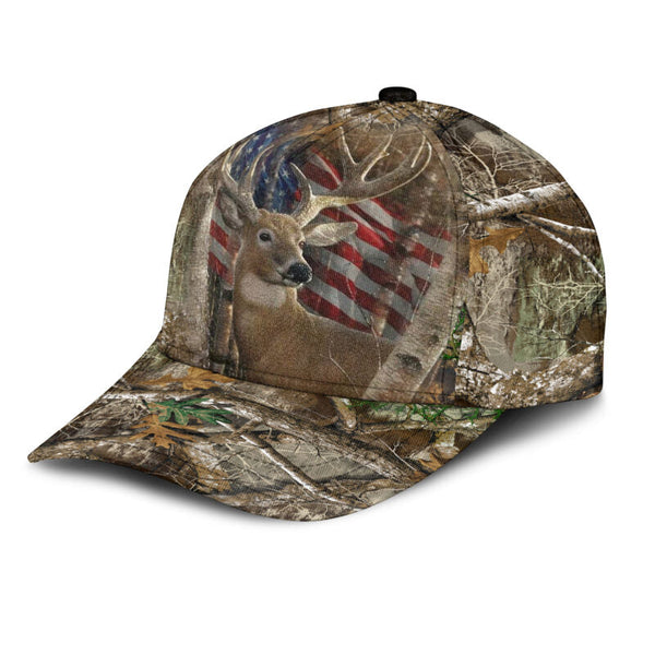 Maxcorners Deer Hunting America Flag Classic Cap