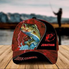 Maxcorners Personalized Bass Fishing Red Cap