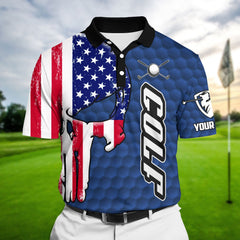 Max Corners Navy Pride Premium Cool American Skull Golf Polo Shirts Multicolored Custom Name Polo