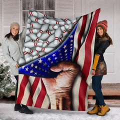 Maxcorners Bowling Hand Usa Flag Blanket