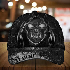 Maxcorners Custom Name Skull Wearing Hat Cap