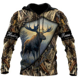 Maxcorners Moose Hunting 3D Over Printed Hoodie