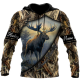 Maxcorners Moose Hunting 3D Over Printed Hoodie