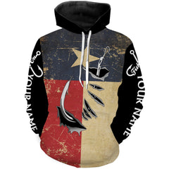 Max Corners Texas Fishing 3D Fish Hook patriotic fish on Custom name fishing Hoodie