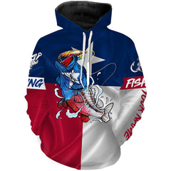 Max Corners Texas Bass fishing flag patriotic Custom name Largemouth Bass fishing Hoodie
