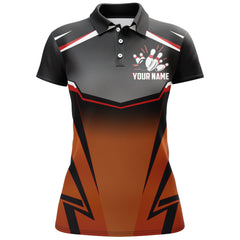 Maxcorners Kingpins Orange Bowling Ball And Pins Premium Customized Name 3D Shirt For Women