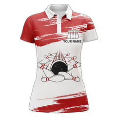 Maxcorners Red & White Bowling Too Legit Too Split Premium Customized Name 3D Shirt For Women