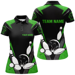 Maxcorners Black & Green Bowling Classic Personalized All Over Printed Shirt For Women