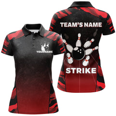 Maxcorners Red Camo Strike Bowling Premium Customized Name 3D Shirt For Women