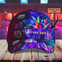 Maxcorners Colorful Bowling Classic Personalized Name 3D Cap