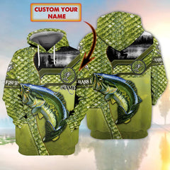 Maxcorners Bass Fishing Personalized Name 3D Shirt