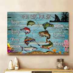 Maxcorners Bass Fishing Canvas God Says You Are