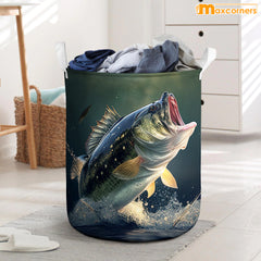 Maxcorners Bass Fishing Green All Over Printed Basket