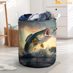 Maxcorners Bass Fishing Green All Over Printed Basket