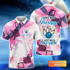 Maxcorners I Don't Need Therapy - I Just Need To Go Bowling Customized Name All Over Printed Shirt