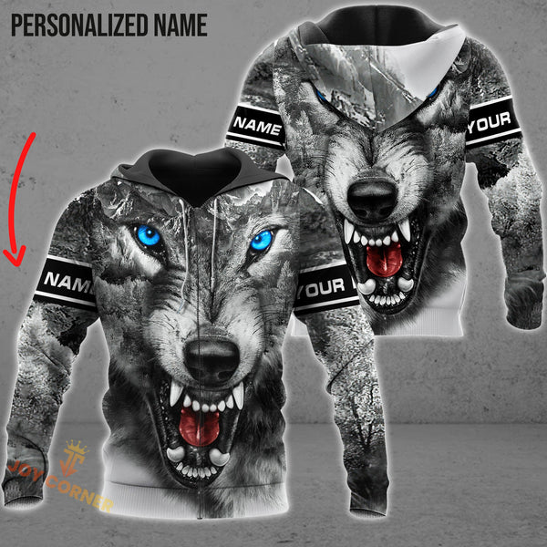 Maxcorners White Wolf Shirts Personalized 3D Design All Over Printed