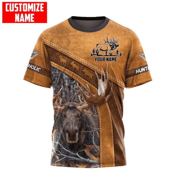 Maxcorners Moose Hunting Personalized Name 3D Over Printed Hoodie