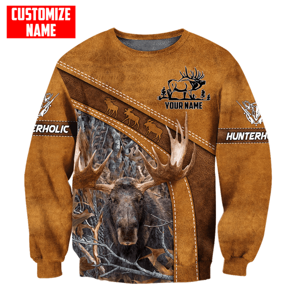 Maxcorners Moose Hunting Personalized Name 3D Over Printed Hoodie