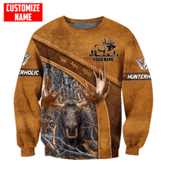 Maxcorners Moose Hunting Personalized Name 3D Over Printed Hoodie