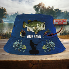 Maxcorners Bass Fishing Personalized Name 3D Over Printed Bucket Hat