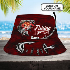 Maxcorners Bass Fishing Personalized Name 3D Over Printed Bucket Hat