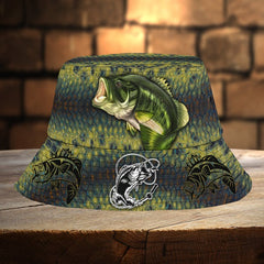 Maxcorners Bass Fishing Personalized Name 3D Over Printed Bucket Hat