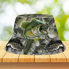 Maxcorners Bass Fishing Personalized Name 3D Over Printed Bucket Hat