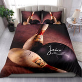 Maxcorners Bowling Pin Ball Vintage Player Personalized Name 3D Bedding Set