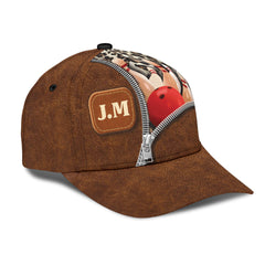 Maxcorners Bowling Zipper Brown Personalized Name 3D Cap