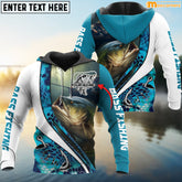 Maxcorners Bass Fishing Green Camo Personalized Name 3D Shirt