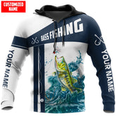 Maxcorners Bass Fishing Jumping Personalized Name 3D Shirt