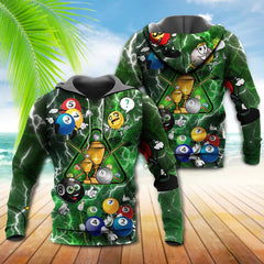 Maxcorners Billiard Lover Funny Lightning 3D Over Printed Hoodie
