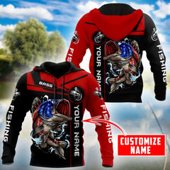 Maxcorners Bass Fishing Personalized Name 3D Shirt