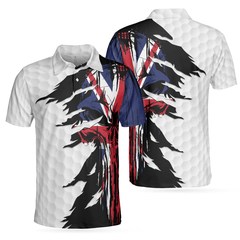 Max Corners Skull United Kingdom Ripped Golf 3D Custom Polo Shirt