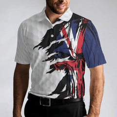 Max Corners Skull United Kingdom Ripped Golf 3D Custom Polo Shirt