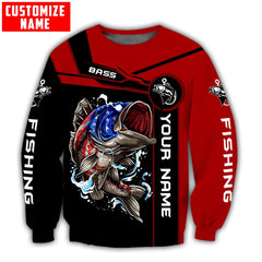 Maxcorners Bass Fishing Personalized Name 3D Shirt