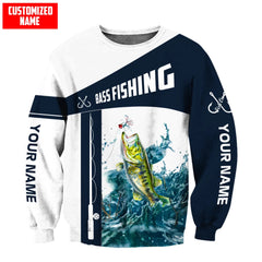 Maxcorners Bass Fishing Jumping Personalized Name 3D Shirt